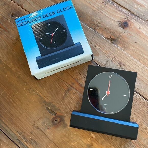 Vintage Suntone Designer Desk Clock Analog Black - Picture 11 of 12